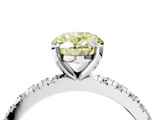 White gold Fancy Yellow Oval  Diamond Pavé Band Solitaire with Four-Prong Setting_220