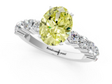 White gold Fancy Yellow Oval  Diamond Pavé Band Solitaire with Four-Prong Setting_4
