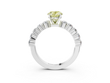 White gold Fancy Yellow Oval  Diamond Pavé Band Solitaire with Four-Prong Setting_6