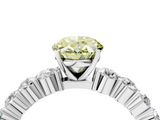 White gold Fancy Yellow Oval  Diamond Pavé Band Solitaire with Four-Prong Setting_7