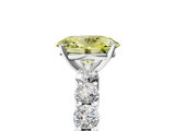 White gold Fancy Yellow Oval  Diamond Pavé Band Solitaire with Four-Prong Setting_8