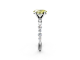 White gold Fancy Yellow Oval  Diamond Prong Set Engagement Ring with Pave Band_201