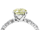 White gold Fancy Yellow Oval  Diamond Prong Set Engagement Ring with Pave Band_203