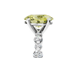 White gold Fancy Yellow Oval  Diamond Prong Set Engagement Ring with Pave Band_204