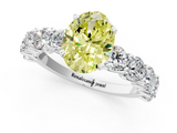 White gold Fancy Yellow Oval  Diamond Prong Setting with Side Stones on a Pave Band_129