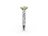 White gold Fancy Yellow Oval  Diamond Prong Setting with Side Stones on a Pave Band_131