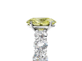White gold Fancy Yellow Oval  Diamond Prong Setting with Side Stones on a Pave Band_133