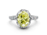 White gold Fancy Yellow Oval  Diamond Solitaire Ring with Shared Prong Pavé Band_13