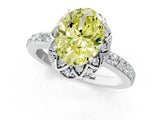 White gold Fancy Yellow Oval  Diamond Solitaire Ring with Shared Prong Pavé Band_16