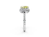 White gold Fancy Yellow Oval  Diamond Solitaire Ring with Shared Prong Pavé Band_17