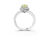 White gold Fancy Yellow Oval  Diamond Solitaire Ring with Shared Prong Pavé Band_18