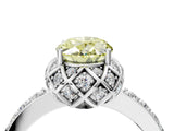 White gold Fancy Yellow Oval  Diamond Solitaire Ring with Shared Prong Pavé Band_19
