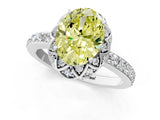 White gold Fancy Yellow Oval  Diamond Solitaire Ring with Shared Prong Pavé Band_25