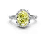 White gold Fancy Yellow Oval  Diamond Solitaire Ring with Shared Prong Pavé Band_66