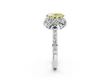 White gold Fancy Yellow Oval  Diamond Solitaire Ring with Shared Prong Pavé Band_68