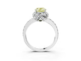 White gold Fancy Yellow Oval  Diamond Solitaire Ring with Shared Prong Pavé Band_69
