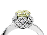 White gold Fancy Yellow Oval  Diamond Solitaire Ring with Shared Prong Pavé Band_70