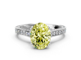 White gold Fancy Yellow Oval  Diamond Solitaire with Pave Band and Six-Prong Setting_20