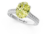 White gold Fancy Yellow Oval  Diamond Solitaire with Pave Band and Six-Prong Setting_21