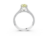 White gold Fancy Yellow Oval  Diamond Solitaire with Pave Band and Six-Prong Setting_23