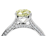 White gold Fancy Yellow Oval  Diamond Solitaire with Pave Band and Six-Prong Setting_24