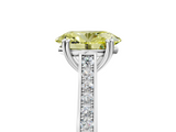 White gold Fancy Yellow Oval  Diamond Solitaire with Pave Band and Six-Prong Setting_25