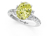 White gold Fancy Yellow Oval  Diamond Three-Stone Pave Band with Four-Prong Setting_21