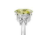 White gold Fancy Yellow Oval  Diamond Three-Stone Ring with Trapezoid Side Stones and Prong Setting_22