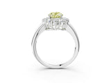 White gold Fancy Yellow Oval  Halo Cluster Diamond Engagement Ring with Prong Setting and Polished Band_114