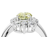White gold Fancy Yellow Oval  Halo Cluster Diamond Engagement Ring with Prong Setting and Polished Band_115