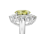 White gold Fancy Yellow Oval  Halo Cluster Diamond Engagement Ring with Prong Setting and Polished Band_116