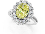 White gold Fancy Yellow Oval  Halo Cluster Diamond Engagement Ring with Solitaire Band and Prong Setting_67