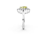 White gold Fancy Yellow Oval  Halo Cluster Diamond Engagement Ring with Solitaire Band and Prong Setting_68