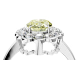 White gold Fancy Yellow Oval  Halo Cluster Diamond Engagement Ring with Solitaire Band and Prong Setting_70