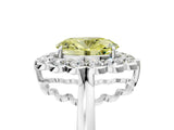 White gold Fancy Yellow Oval  Halo Cluster Diamond Engagement Ring with Solitaire Band and Prong Setting_73