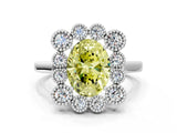 White gold Fancy Yellow Oval  Halo Diamond Cluster Engagement Ring with Milgrain Bezel Setting and Solitaire Band_26