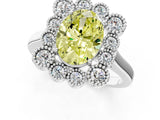 White gold Fancy Yellow Oval  Halo Diamond Cluster Engagement Ring with Milgrain Bezel Setting and Solitaire Band_27