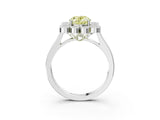 White gold Fancy Yellow Oval  Halo Diamond Cluster Engagement Ring with Milgrain Bezel Setting and Solitaire Band_28