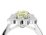 White gold Fancy Yellow Oval  Halo Diamond Cluster Engagement Ring with Milgrain Bezel Setting and Solitaire Band_29