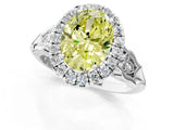 White gold Fancy Yellow Oval  Halo Diamond Engagement Ring with Filigree Band and Four-Prong Setting_106
