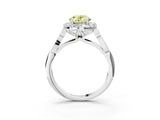 White gold Fancy Yellow Oval  Halo Diamond Engagement Ring with Filigree Band and Four-Prong Setting_108