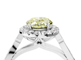 White gold Fancy Yellow Oval  Halo Diamond Engagement Ring with Filigree Band and Four-Prong Setting_109