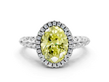 White gold Fancy Yellow Oval  Halo Diamond Engagement Ring with Intricate Filigree Band and Four-Prong Setting_37
