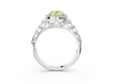 White gold Fancy Yellow Oval  Halo Diamond Engagement Ring with Intricate Filigree Band and Four-Prong Setting_40