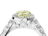 White gold Fancy Yellow Oval  Halo Diamond Engagement Ring with Intricate Filigree Band and Four-Prong Setting_41