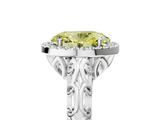 White gold Fancy Yellow Oval  Halo Diamond Engagement Ring with Intricate Filigree Band and Four-Prong Setting_42