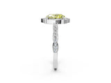 White gold Fancy Yellow Oval  Halo Diamond Engagement Ring with Milgrain Band and Four-Prong Setting_67