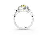 White gold Fancy Yellow Oval  Halo Diamond Engagement Ring with Milgrain Band and Four-Prong Setting_69