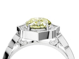White gold Fancy Yellow Oval  Halo Diamond Engagement Ring with Milgrain Band and Four-Prong Setting_69