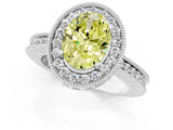 White gold Fancy Yellow Oval  Halo Diamond Engagement Ring with Milgrain Pave Band and Four-Prong Setting_88